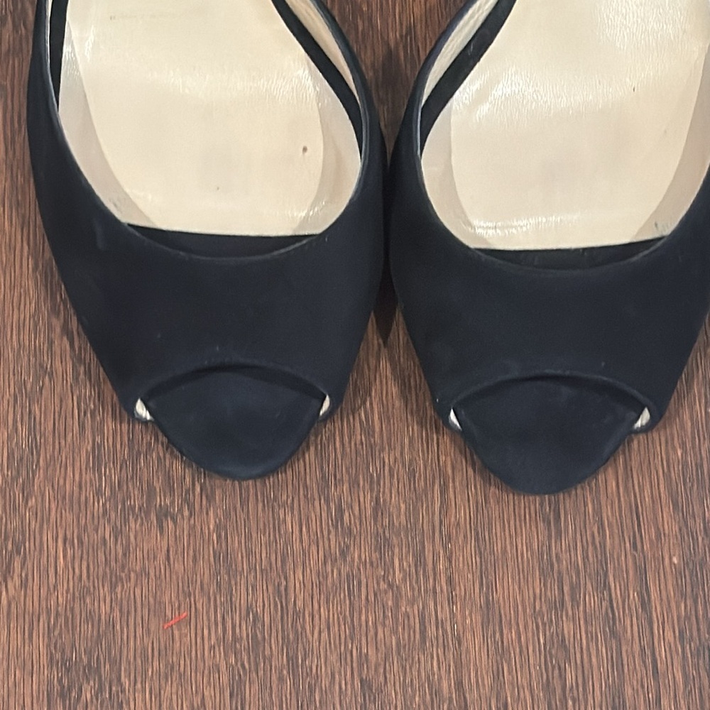 Jimmy Choo Black Suede Peep Toe D’Orsay Heels Size 39.5/9.5 - Picture 3 of 7